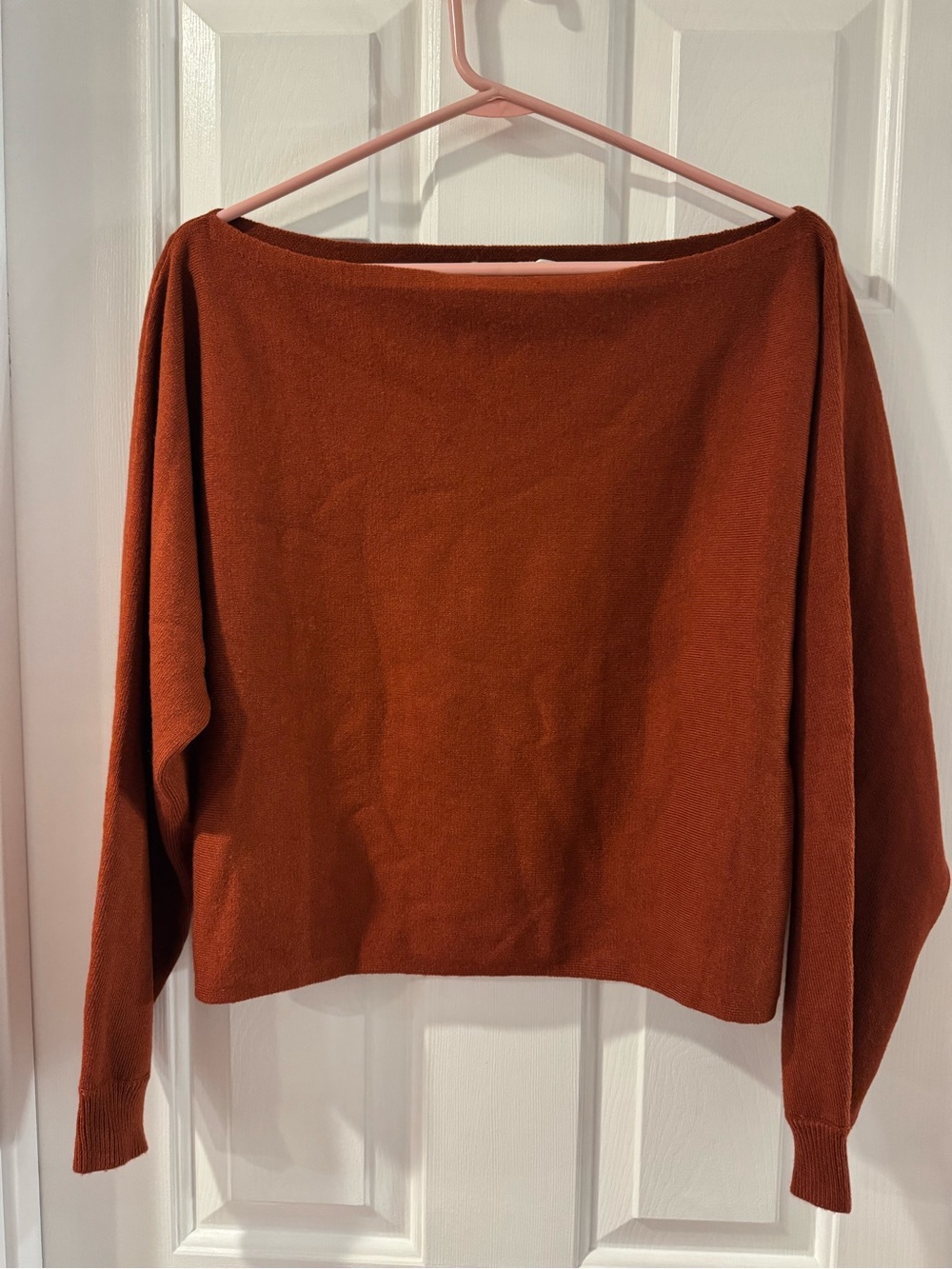 Wayf Off-the-Shoulder Sweater in Rust
